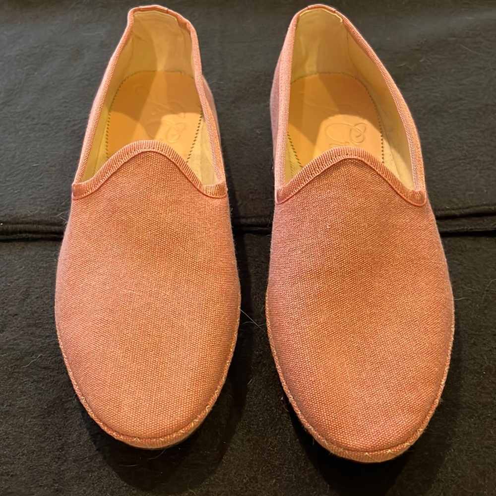 J Crew pink canvas loafers 6.5